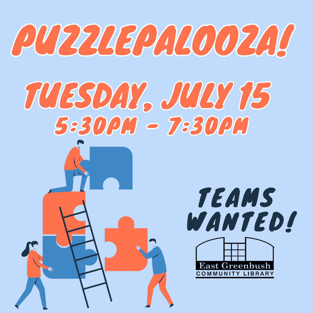 Puzzlepalooza! Tuesday, July 15th, 5:30-7:30 pm, register